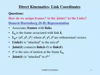 Direct Kinematics- Link Coordinates