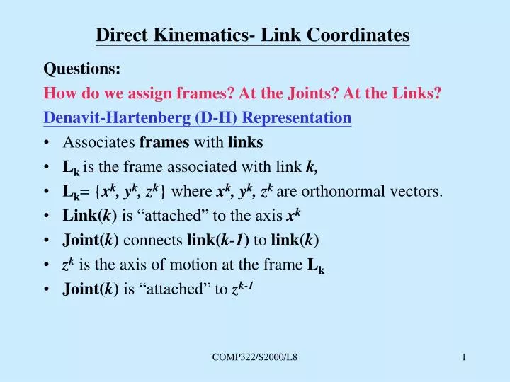 direct kinematics link coordinates