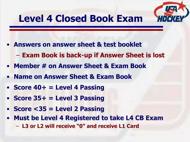 level 4 closed book exam