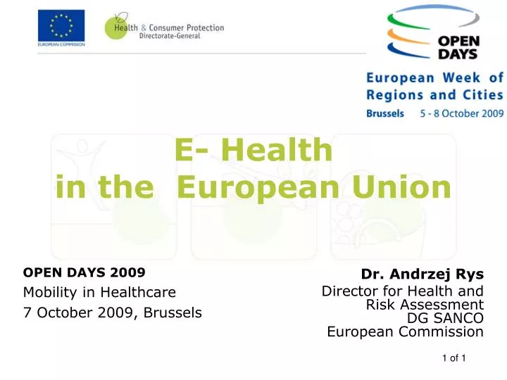 dr andrzej rys director for health and risk assessment dg sanco european commission