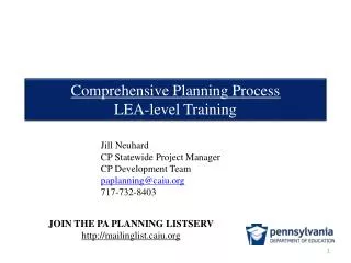 Comprehensive Planning Process LEA-level Training