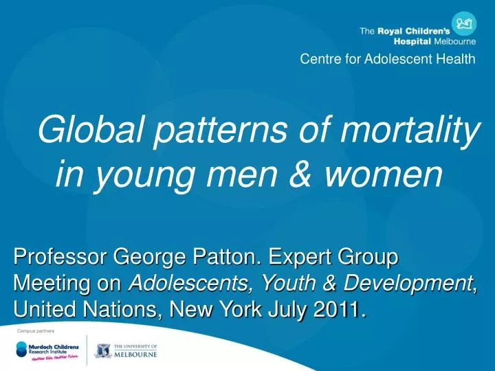 global patterns of mortality in young men women