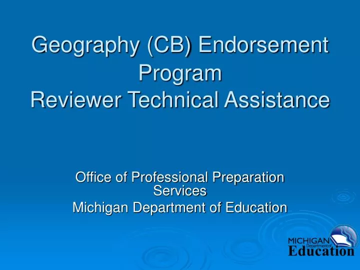 geography cb endorsement program reviewer technical assistance