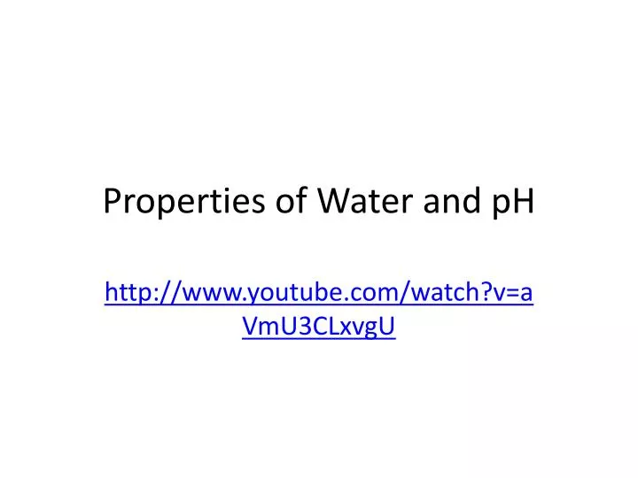 properties of water and ph