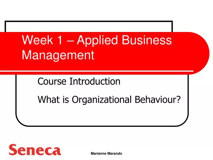 week 1 applied business management