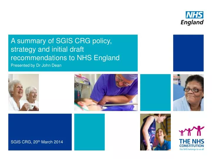 a summary of sgis crg policy strategy and initial draft recommendations to nhs england
