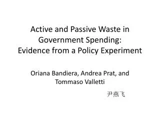 Active and Passive Waste in Government Spending: Evidence from a Policy Experiment