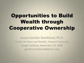 Opportunities to Build Wealth through Cooperative Ownership