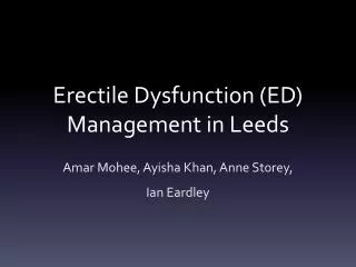 Erectile Dysfunction (ED) Management in Leeds