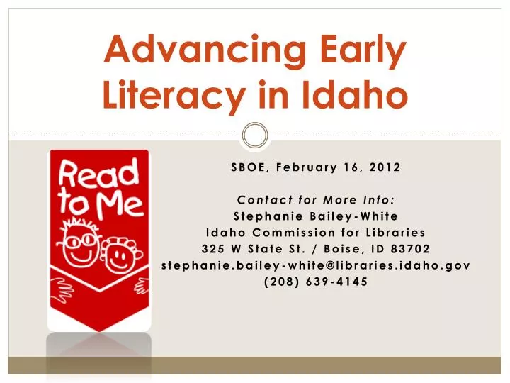 advancing early literacy in idaho