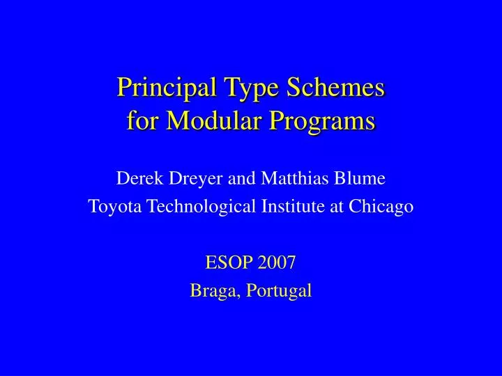 principal type schemes for modular programs