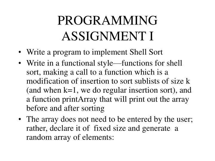 programming assignment i