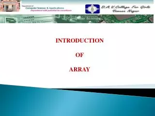 INTRODUCTION OF ARRAY
