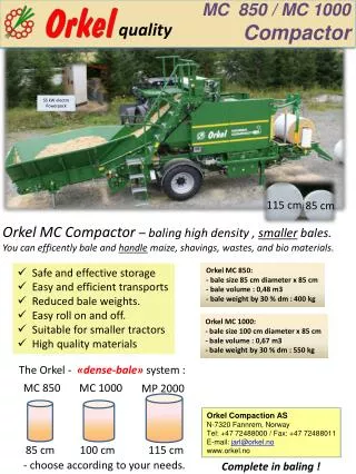 MC 850 / MC 1000 Compactor