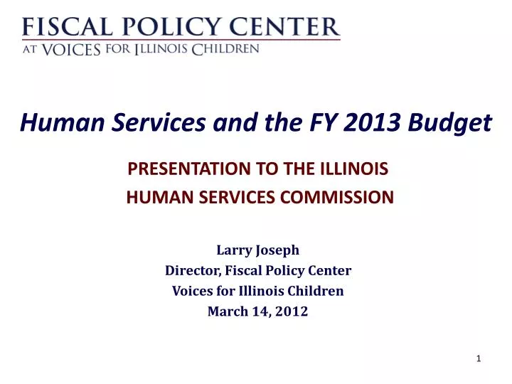 human services and the fy 2013 budget