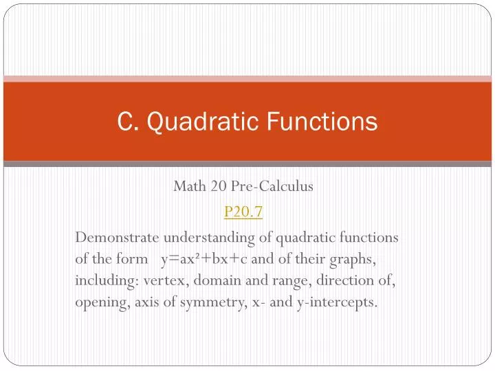c quadratic functions