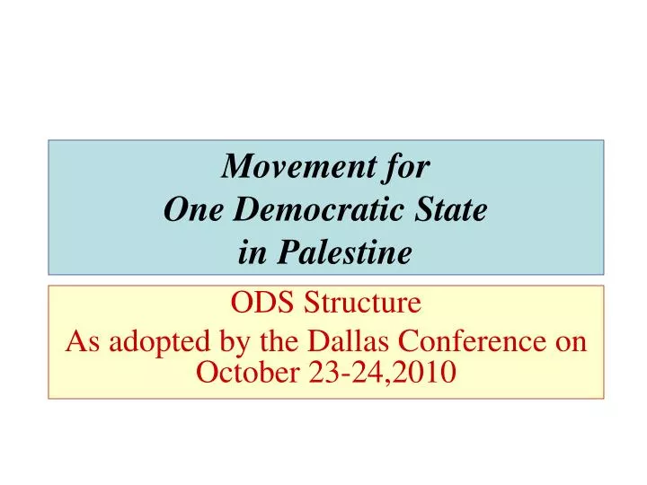 movement for one democratic state in palestine