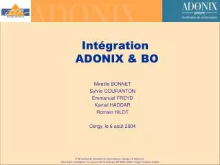 int gration adonix bo