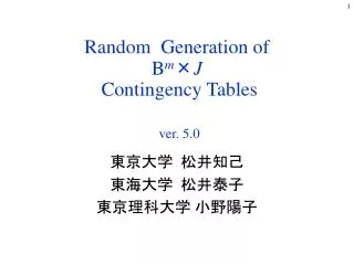 random generation of b m j contingency tables ver 5 0