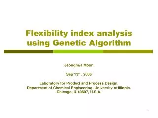 Flexibility index analysis using Genetic Algorithm