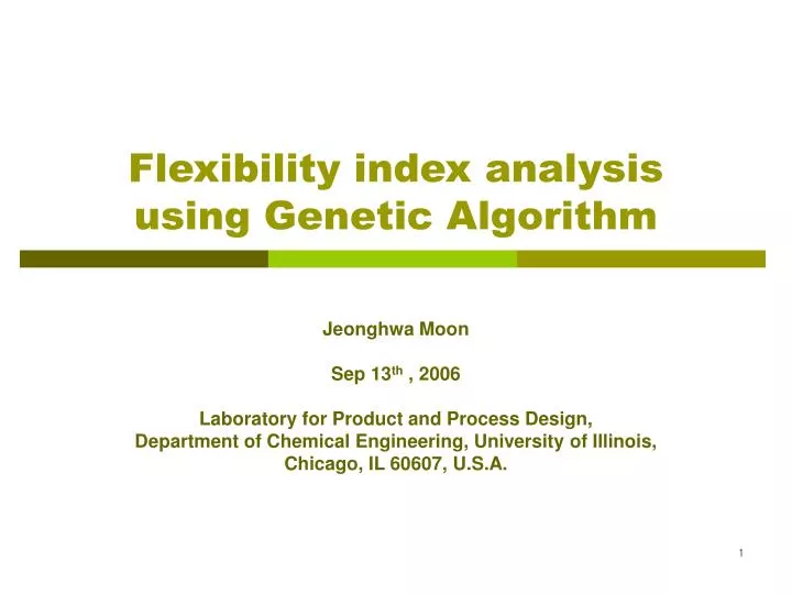 flexibility index analysis using genetic algorithm