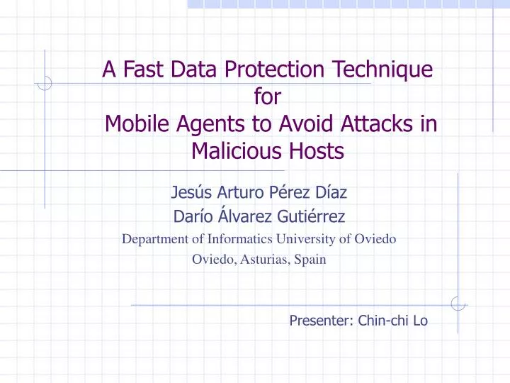 a fast data protection technique for mobile agents to avoid attacks in malicious hosts