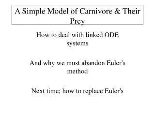 A Simple Model of Carnivore &amp; Their Prey