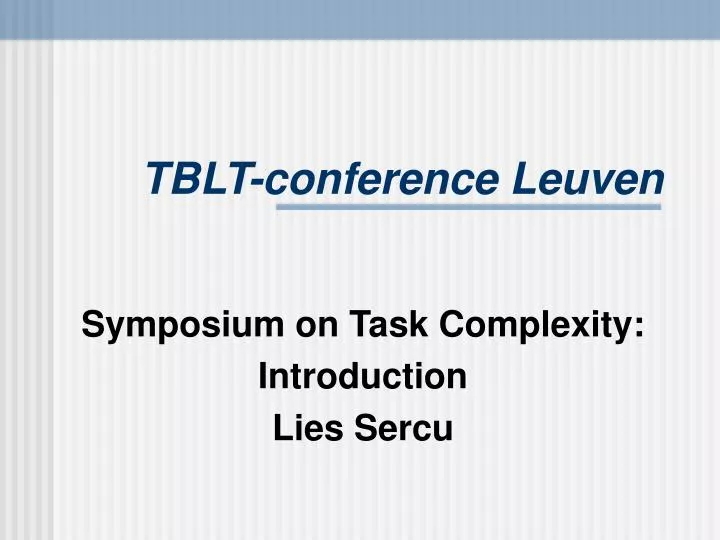 tblt conference leuven