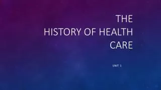The History of health care