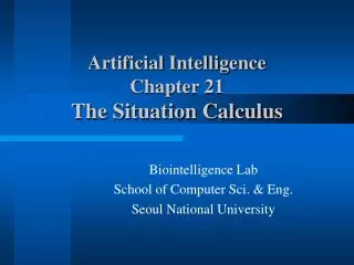 Artificial Intelligence Chapter 21 The Situation Calculus