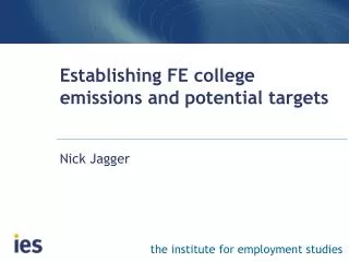 Establishing FE college emissions and potential targets