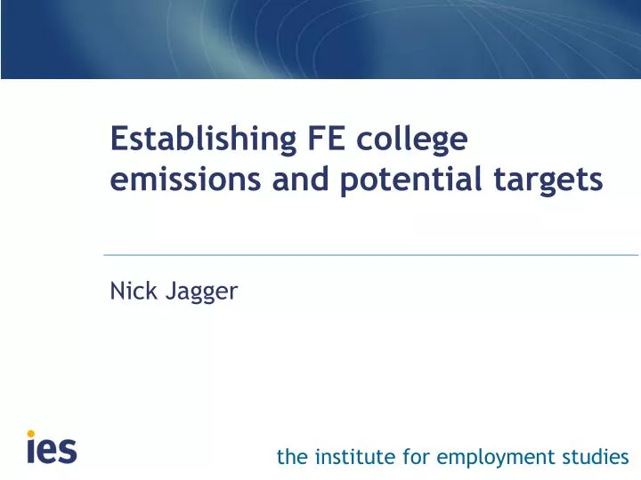 establishing fe college emissions and potential targets