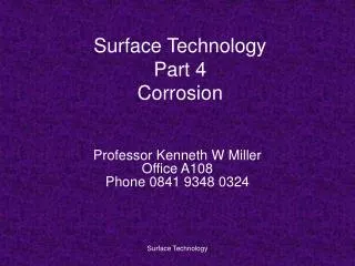 Surface Technology Part 4 Corrosion