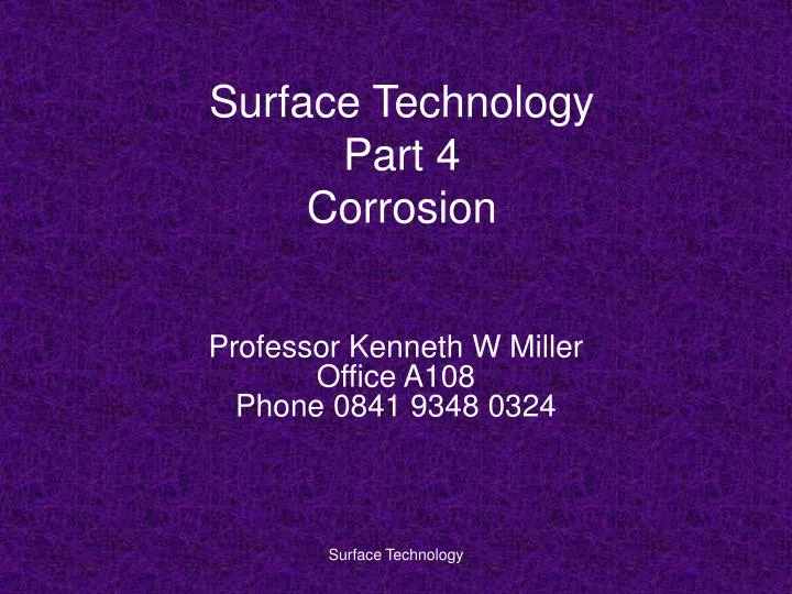 surface technology part 4 corrosion