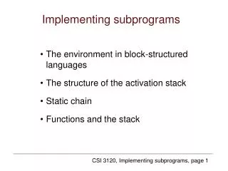 Implementing subprograms