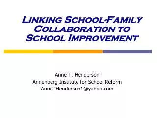 Linking School-Family Collaboration to School Improvement