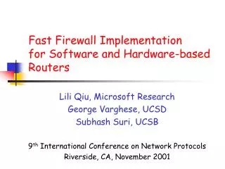 Fast Firewall Implementation for Software and Hardware-based Routers