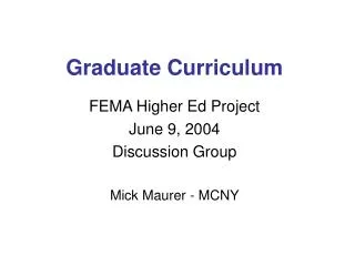 Graduate Curriculum