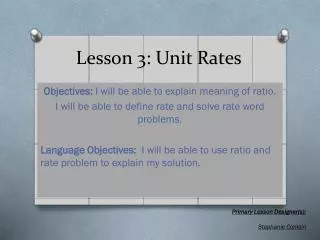 Lesson 3: Unit Rates