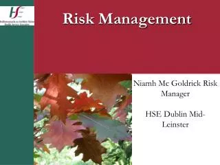 Niamh Mc Goldrick Risk Manager HSE Dublin Mid-Leinster