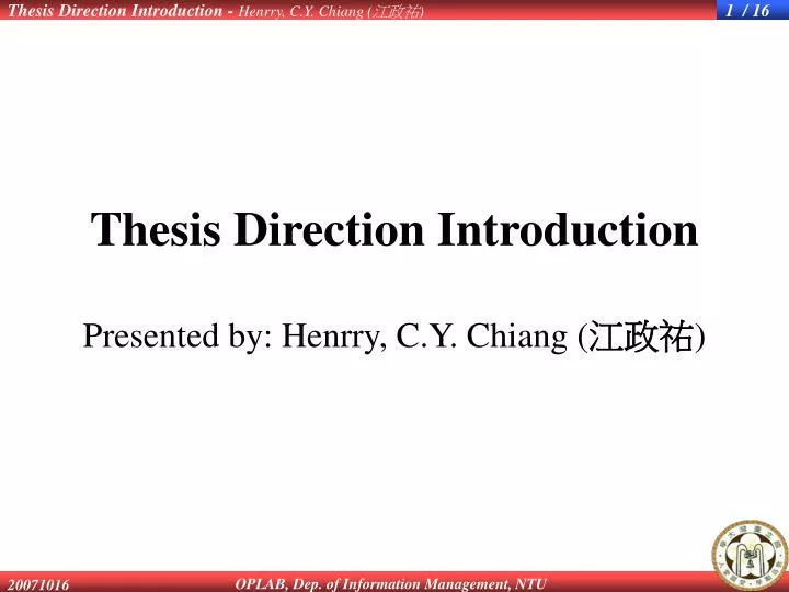 thesis direction introduction