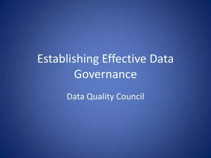 establishing effective data governance
