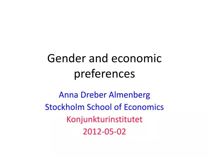 gender and economic preferences