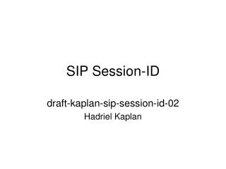 SIP Session-ID
