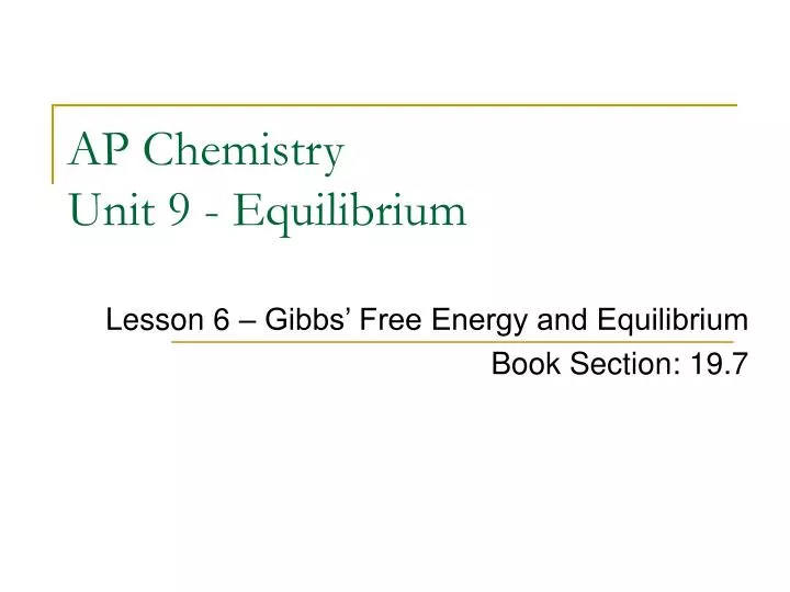 ap chemistry unit 9 equilibrium