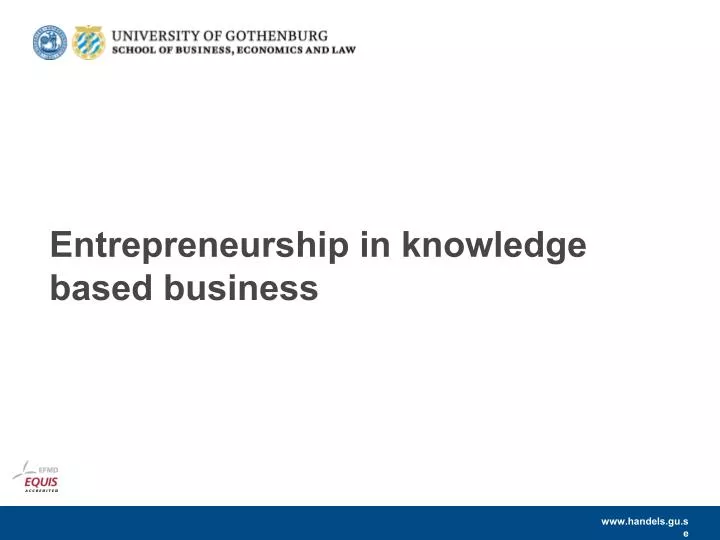 entrepreneurship in knowledge based business