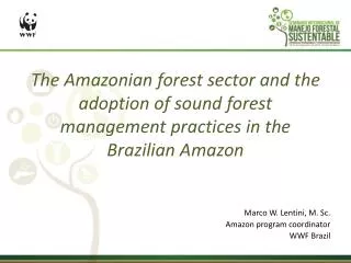 Marco W. Lentini, M. Sc. Amazon program coordinator WWF Brazil