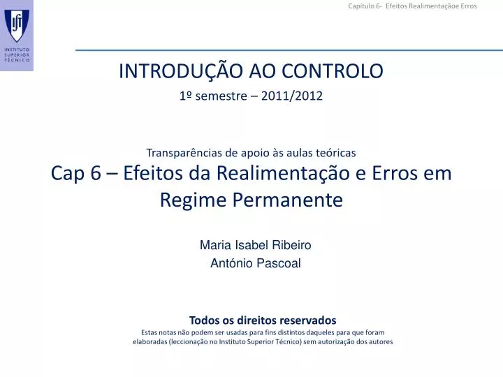 cap 6 efeitos da r ealimenta o e erros em regime permanente