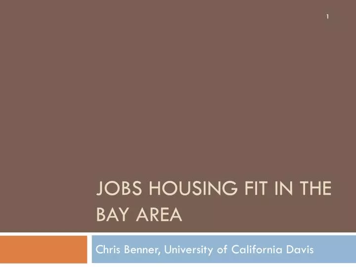 jobs housing fit in the bay area