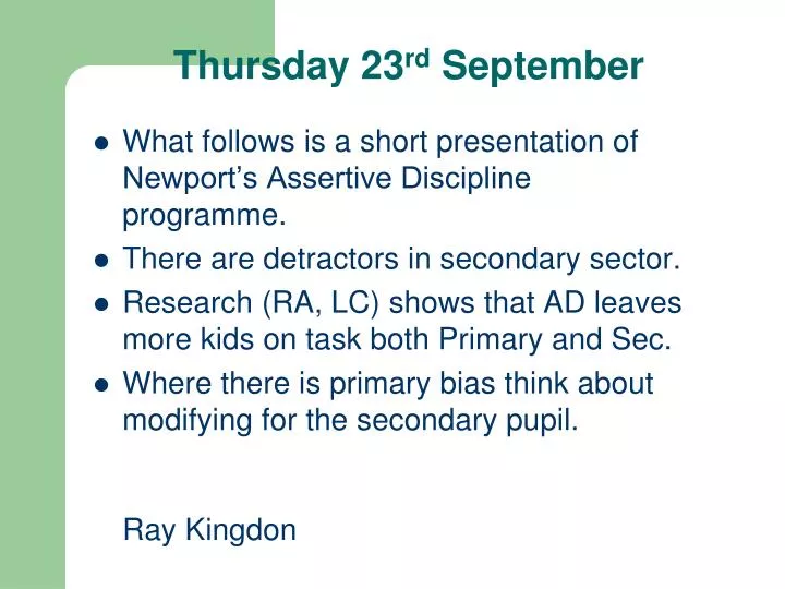 thursday 23 rd september